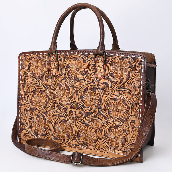 American Darling Hand-Tooled Genuine Leather Western Tote Bag | Floral Carved Artisan Design - Uhorse