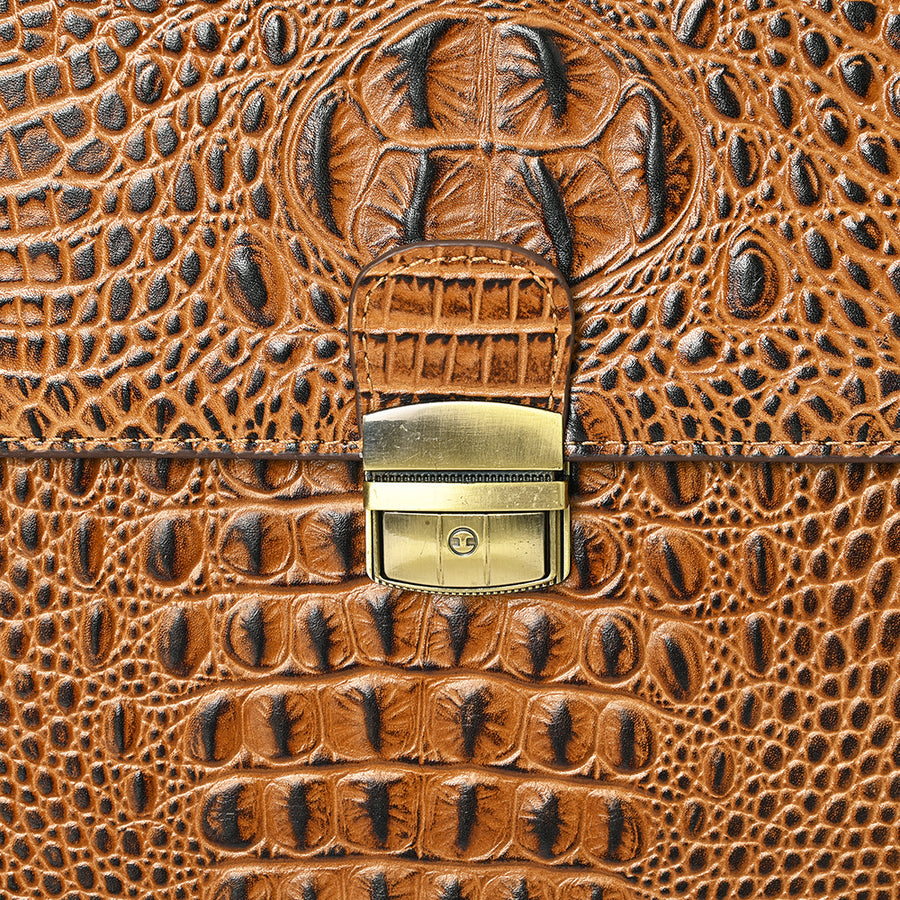 American Darling Crocodile Embossed Genuine Leather Briefcase Bag – Western Work Tote with Multiple Compartments – Premium Artisan Craft