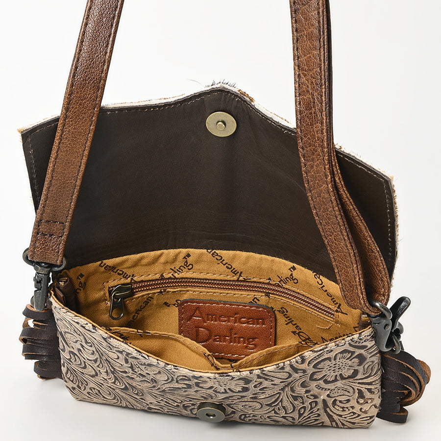 American Darling Hair-On Cowhide Genuine Leather Crossbody Bag – Western Fringe Design with Secure Storage – Premium Artisan Craftsmanship