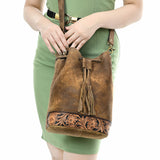 American Darling Adbga532 Bucket Hand Tooled Genuine Leather Women Bag Western Handbag Purse