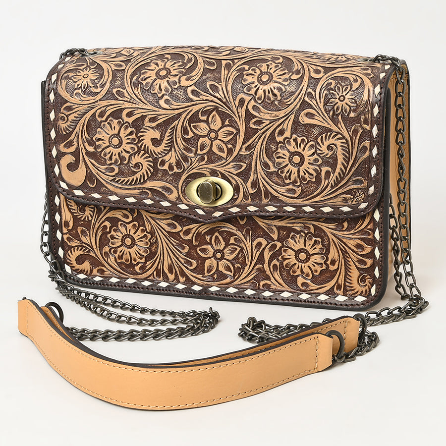 American Darling Small Crossbody Beautifully Hand Tooled Genuine Leather Women Bag Western Handbag Purse - Hilason