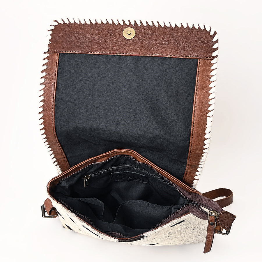 OHLAY Cross Body Hand Tooled Hair-On Genuine Leather Women Bag Western Handbag Purse | for