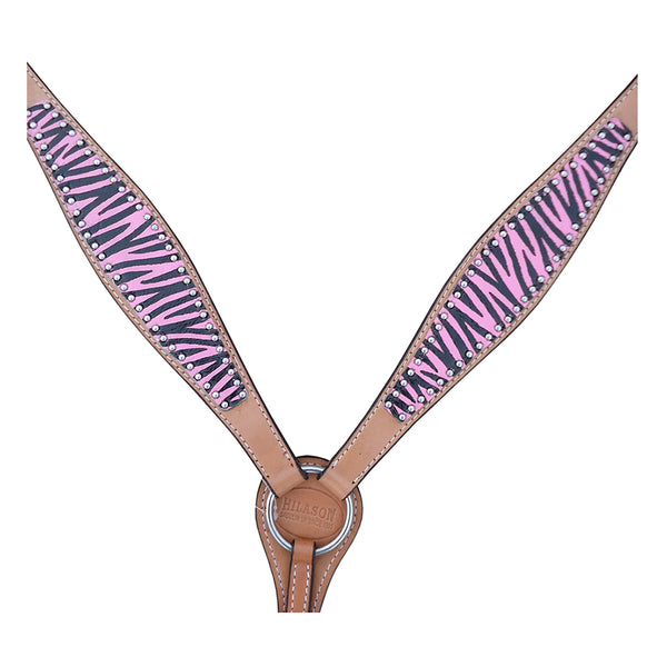 HILASON Western Horse Leather Headstall and Breast Collar Tack Set Zebra - Uhorse
