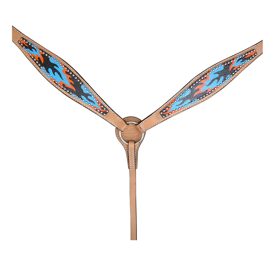 HILASON Western Horse Leather Breast Collar Set Turquoise Flame - Uhorse