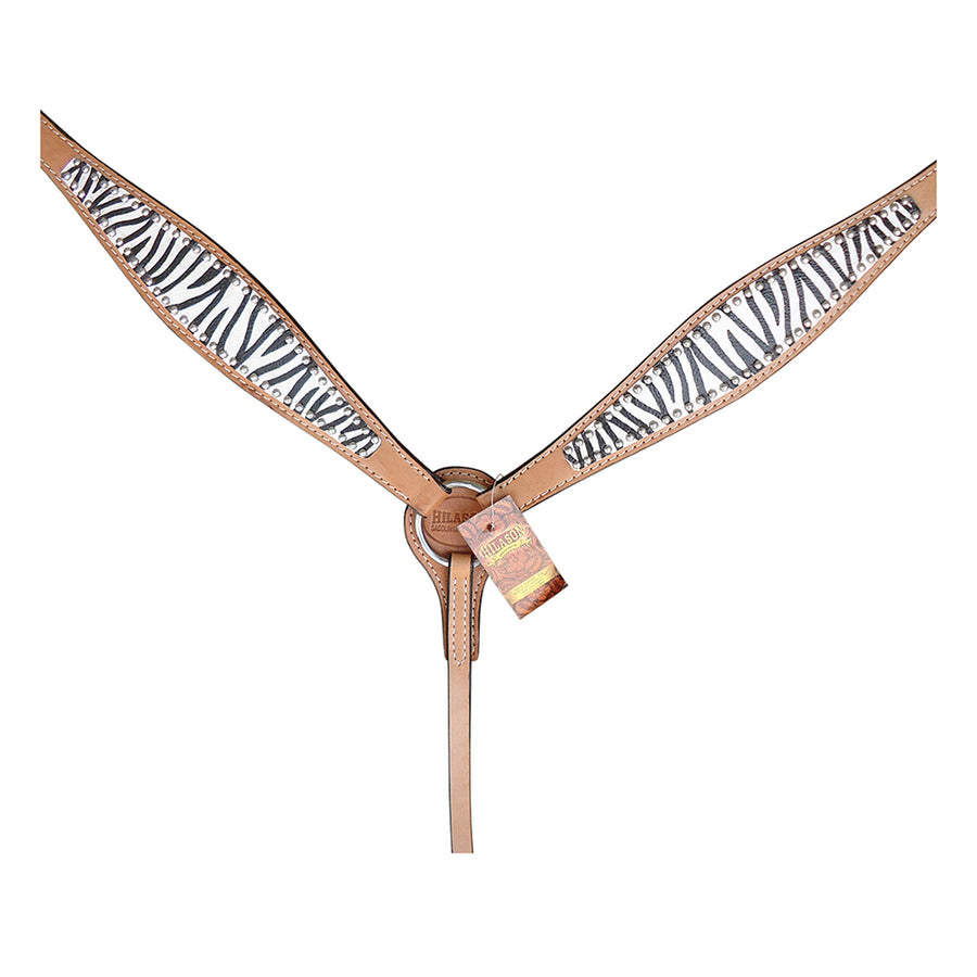 HILASON Western Horse Leather Headstall and Breast Collar Tack Set Zebra - Uhorse