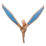 HILASON Western Horse Leather Breast Collar Set Turquoise Cheetah - Uhorse