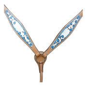 HILASON Western Horse Leather Headstall & Breast Collar Set Turquoise Leopard