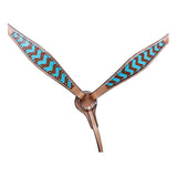 HILASON Western Horse Genuine Leather Headstall and Breast Collar Set Turquoise Brown Zigzag - Uhorse