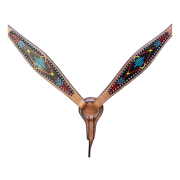 HILASON Western Horse Genuine Leather Headstall and Breast Collar Set Tan - Uhorse