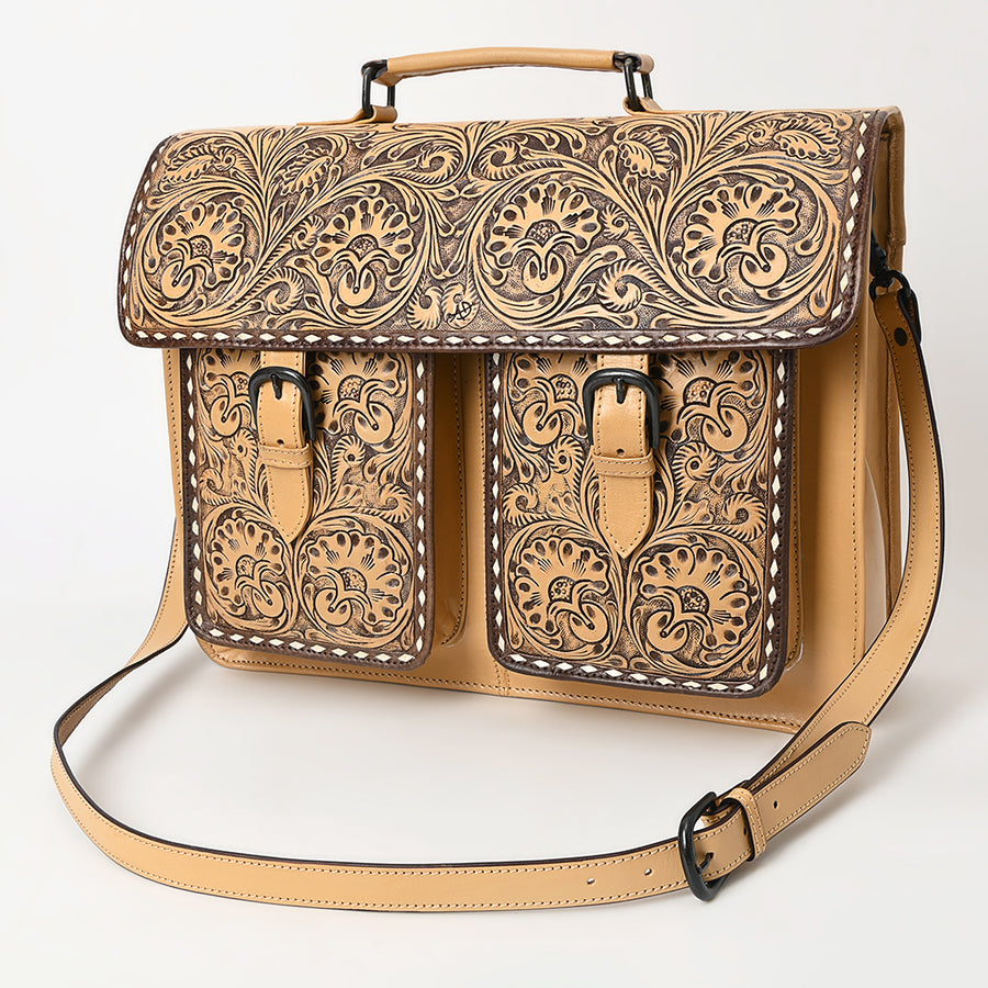 American Darling Briefcase Hand Tooled Genuine Leather women bag western handbag purse - Uhorse