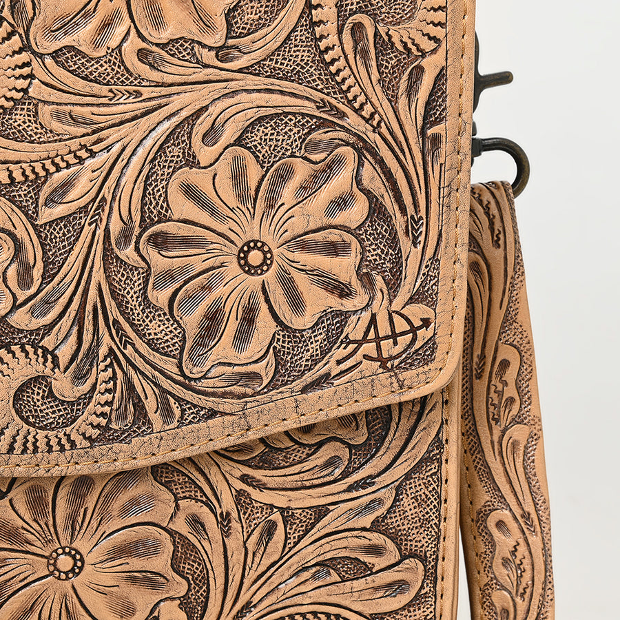 American Darling Western Hand-Tooled Leather Briefcase Bag – Floral Carved Genuine Leather Work Bag with Strap | Premium Artisan Craft