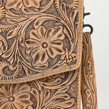 American Darling Western Hand-Tooled Leather Briefcase Bag – Floral Carved Genuine Leather Work Bag with Strap | Premium Artisan Craft