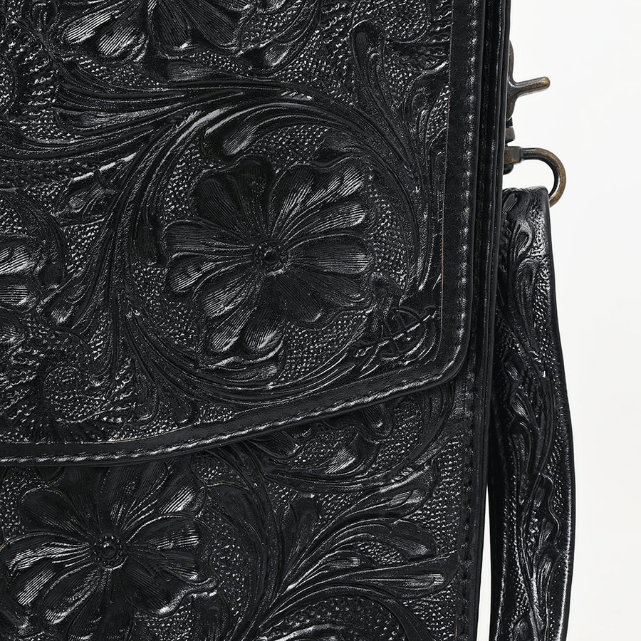 American Darling Western Hand-Tooled Leather Briefcase Bag – Floral Carved Genuine Leather Work Bag with Strap | Premium Artisan Craft