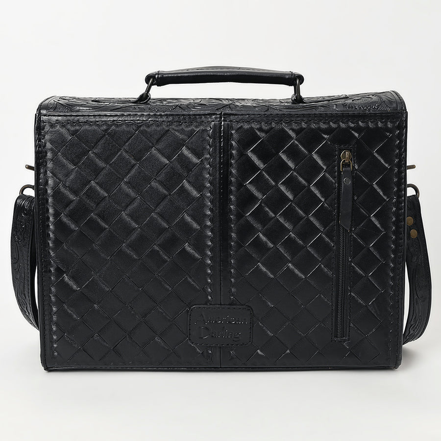 American Darling Western Hand-Tooled Leather Briefcase Bag – Floral Carved Genuine Leather Work Bag with Strap | Premium Artisan Craft