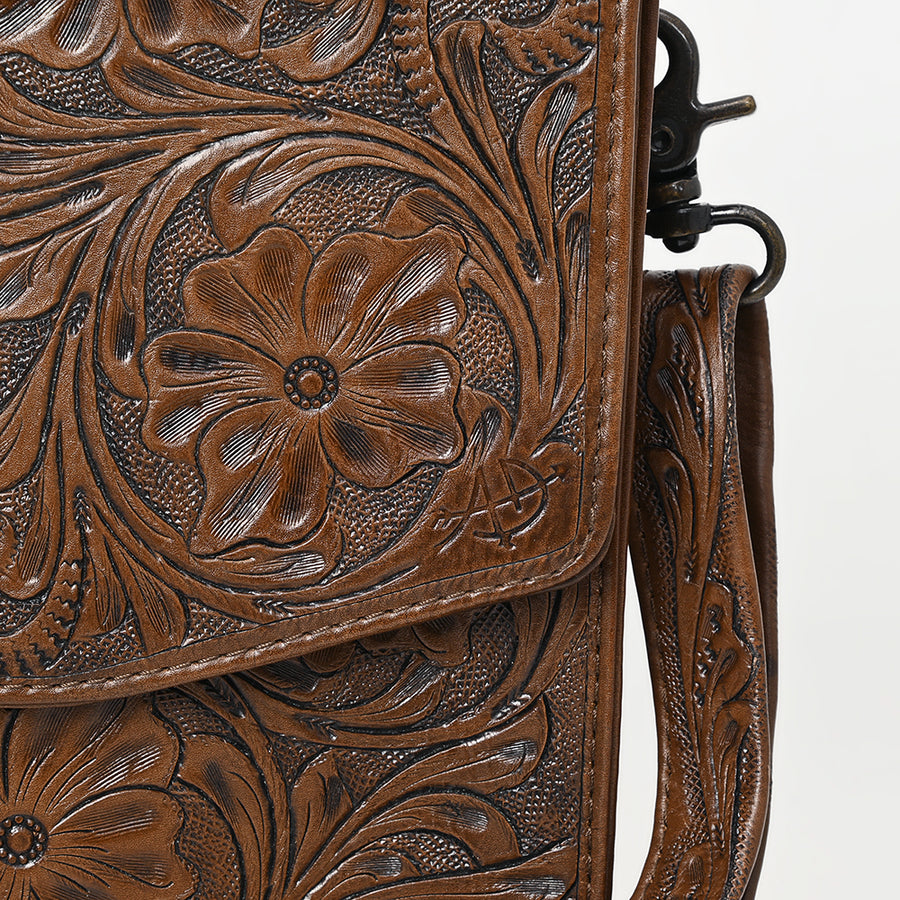 American Darling Western Hand-Tooled Leather Briefcase Bag – Floral Carved Genuine Leather Work Bag with Strap | Premium Artisan Craft