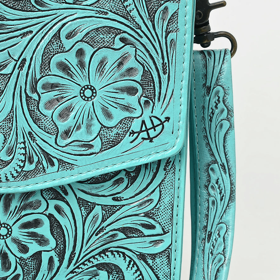American Darling Western Hand-Tooled Leather Briefcase Bag – Floral Carved Genuine Leather Work Bag with Strap | Premium Artisan Craft