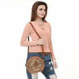 American Darling Adbga538 Canteen Hand Tooled Genuine Leather Women Bag Western Handbag Purse