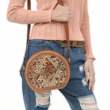 American Darling Adbga538 Canteen Hand Tooled Genuine Leather Women Bag Western Handbag Purse