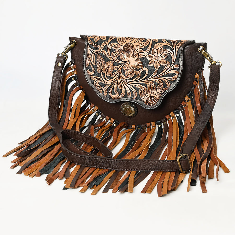 American Darling Western Leather Small Cross body Bag Hand Tooled Floral - Uhorse
