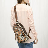 American Darling Sling Hand Tooled Hair On Genuine Leather Women Bag Western Handbag Purse