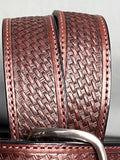 HILASON Western Heavy Duty Genuine Leather Mens Belt Basket Weave Mahogany | Mens Belt | Mens Belts Leather | Western Belt | Black Belt | Leather Belt | Casual Belt | Heavy Duty Belt | Leather Belt for Men