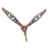 HILASON Western Horse Genuine Leather Headstall & Breast Collar Set Geometry