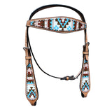 HILASON Western Horse Leather Headstall and Breast Collar Set Geometry| Headstall Bridle for Horses Western | Horse Headstall Bridle | Western Headstalls Bridle for Horses