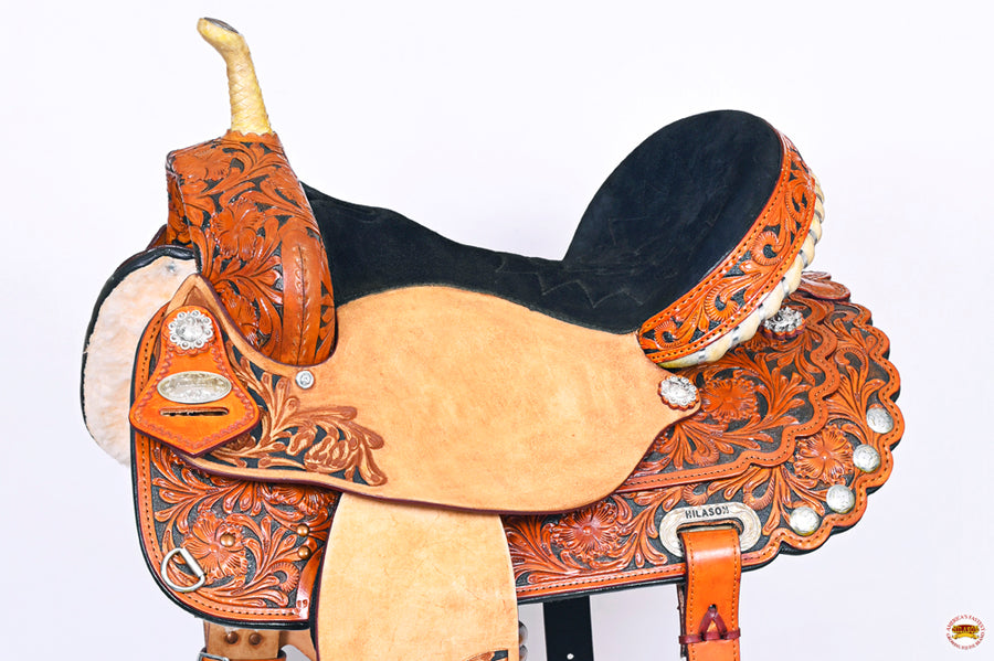 HILASON Western Horse Saddle American Leather Treeless Trail Barrel Tan | for Horses