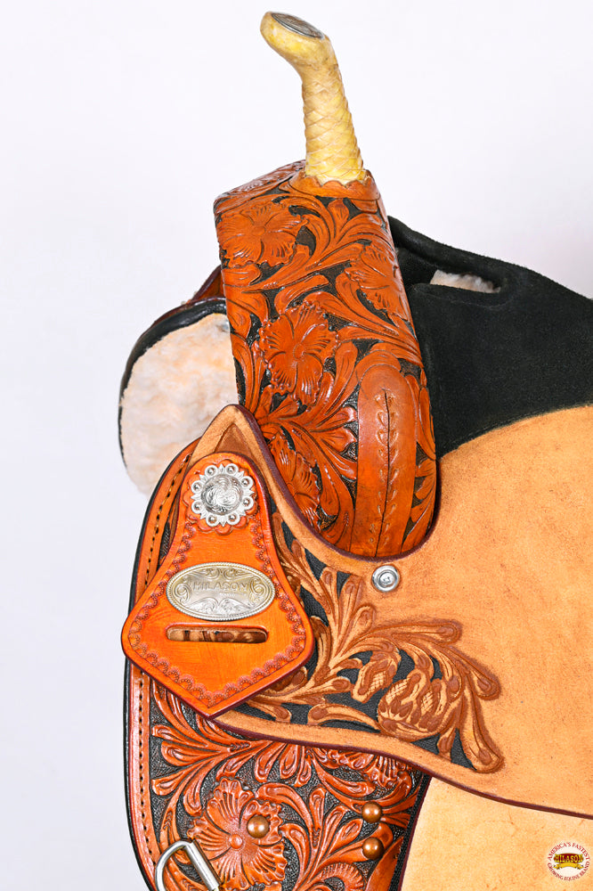 HILASON Western Horse Saddle American Leather Treeless Trail Barrel Tan | for Horses