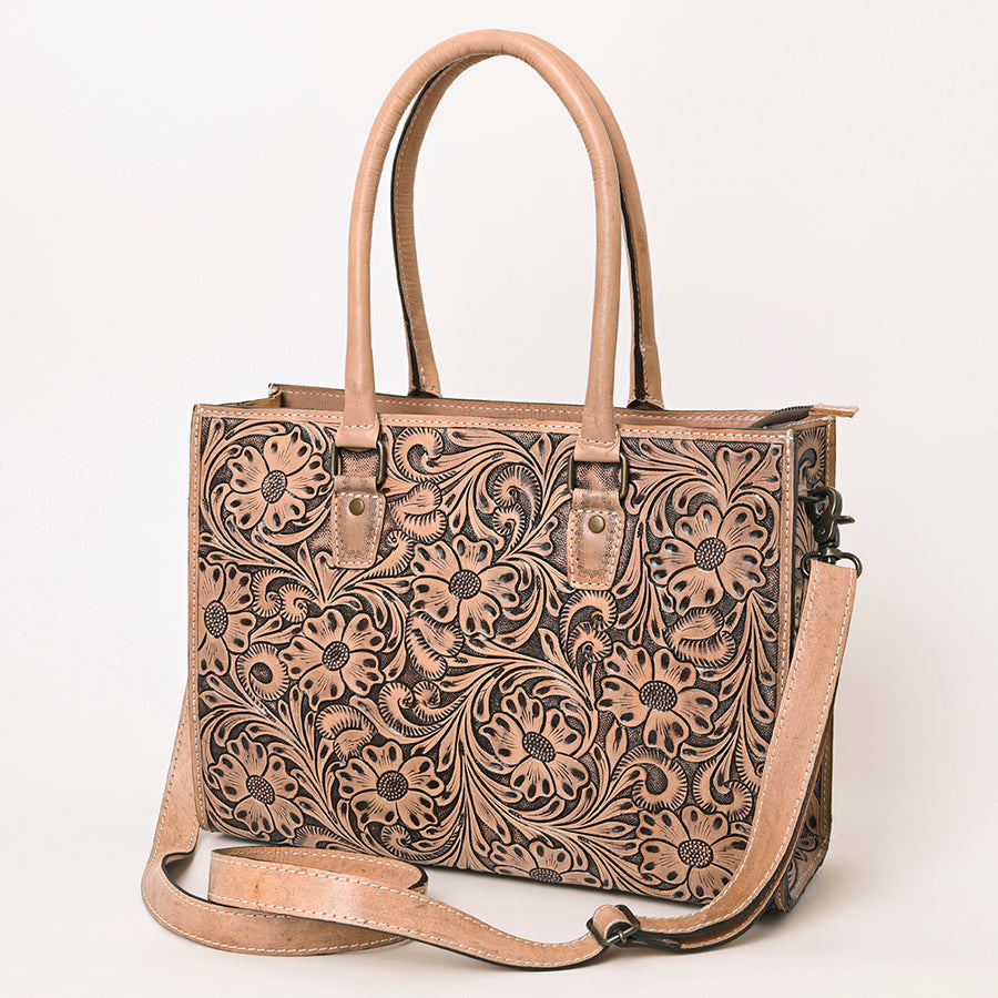 American Darling Floral Tooled Leather Tote | Western Crossbody Bag - Uhorse