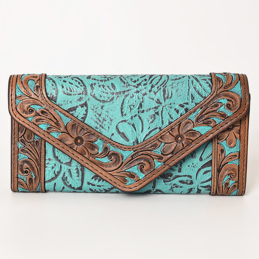 OHLAY Wallet Hand Tooled Embossed Genuine Leather Women Bag Western Handbag Purse | Womens Handbags |Leather Belt for Summer