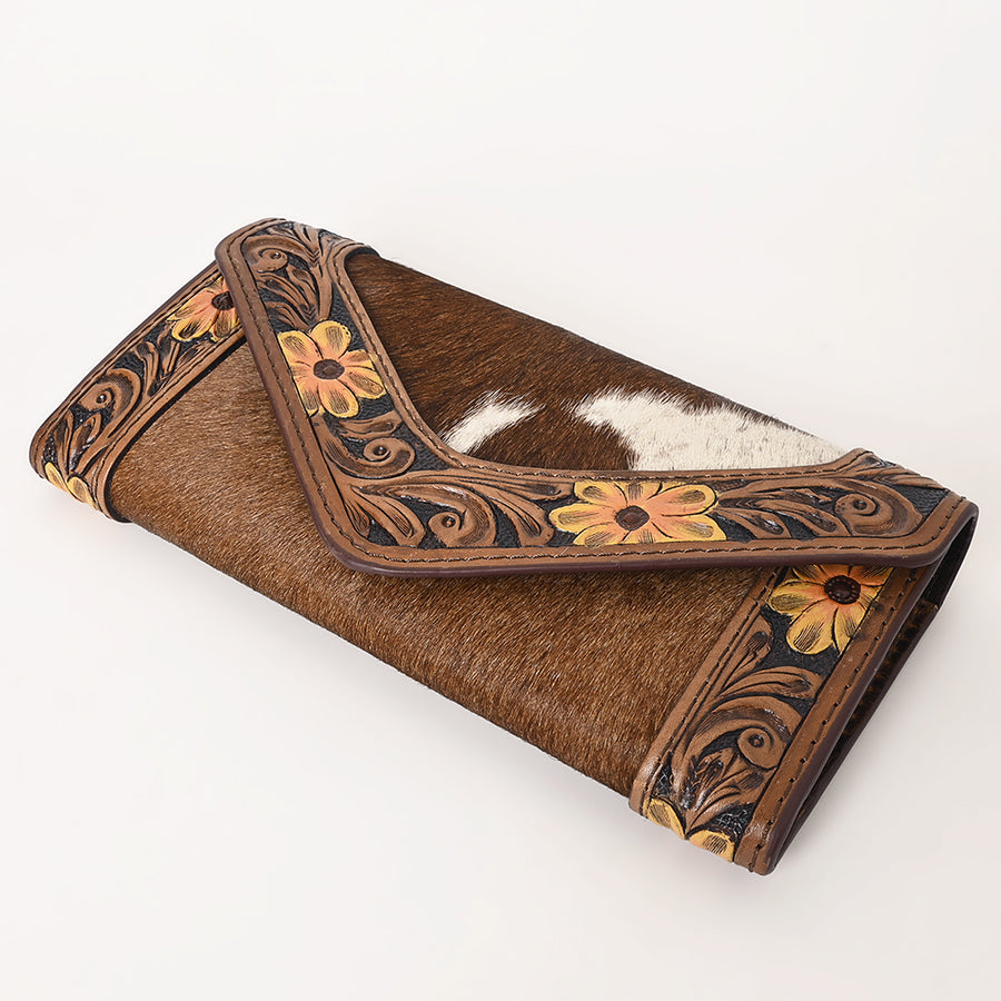 OHLAY Wallet Hand Tooled Hair-On Genuine Leather Women Bag Western Handbag Purse | Womens Handbags |Leather Belt for Summer