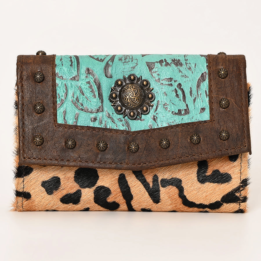 OHLAY Wallet Embossed Hair-On Genuine Leather Women Bag Western Handbag Purse | Womens Handbags |Leather Belt for Summer