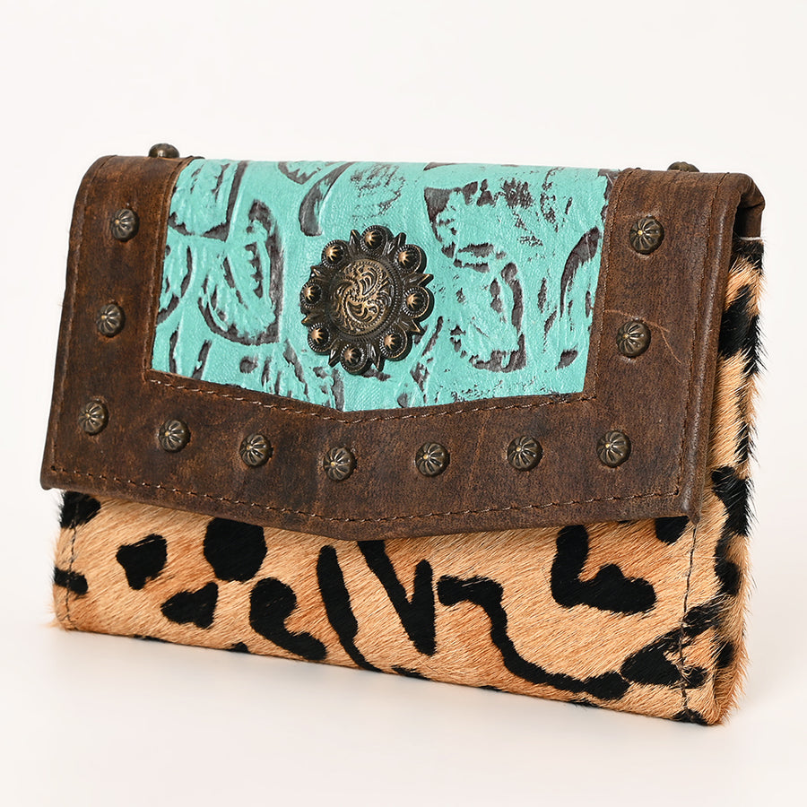 OHLAY WALLET Embossed Hair-on Genuine Leather women bag western by Hilason – Cowboy and equestrian accessories