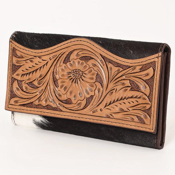 OHLAY WALLET Hand Tooled Hair-on Genuine Leather women bag western handbag purse - Uhorse