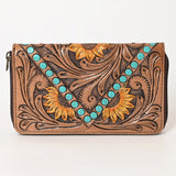 OHLAY WALLET Hand Tooled  Genuine Leather women bag western handbag purse