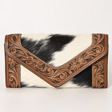 OHLAY WALLET Hand Tooled Hair-on Genuine Leather women bag western handbag purse