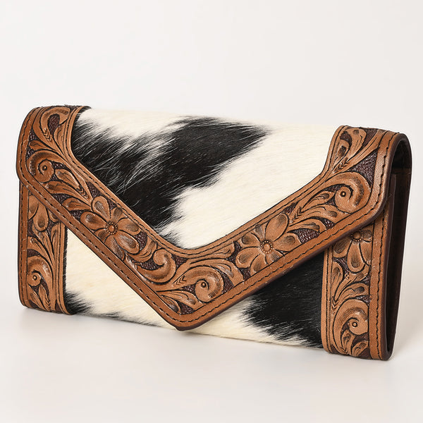 OHLAY WALLET Hand Tooled Hair-on Genuine Leather women bag western handbag purse - Uhorse