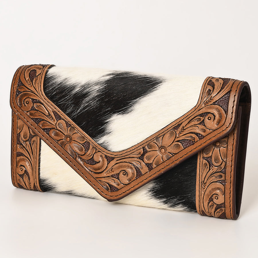 OHLAY WALLET Hand Tooled Hair-on Genuine Leather women bag western handbag purse - Uhorse