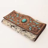 OHLAY WALLET Hand Tooled Hair-on Genuine Leather women bag western handbag purse