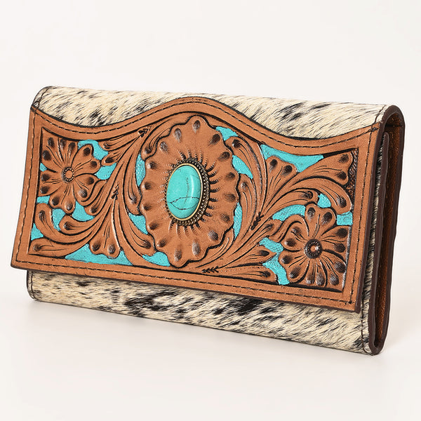 OHLAY WALLET Hand Tooled Hair-on Genuine Leather women bag western handbag purse - Uhorse