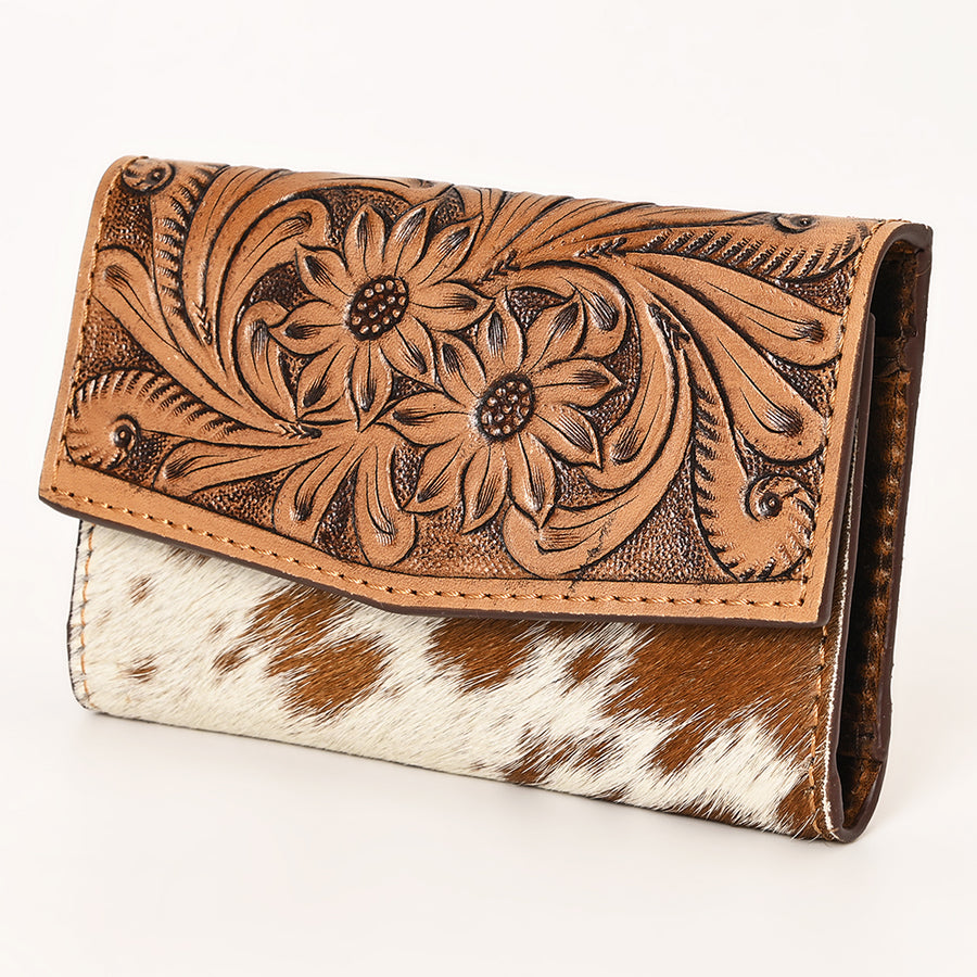 OHLAY WALLET Hand Tooled Hair-on Genuine Leather women bag western handbag purse - Uhorse
