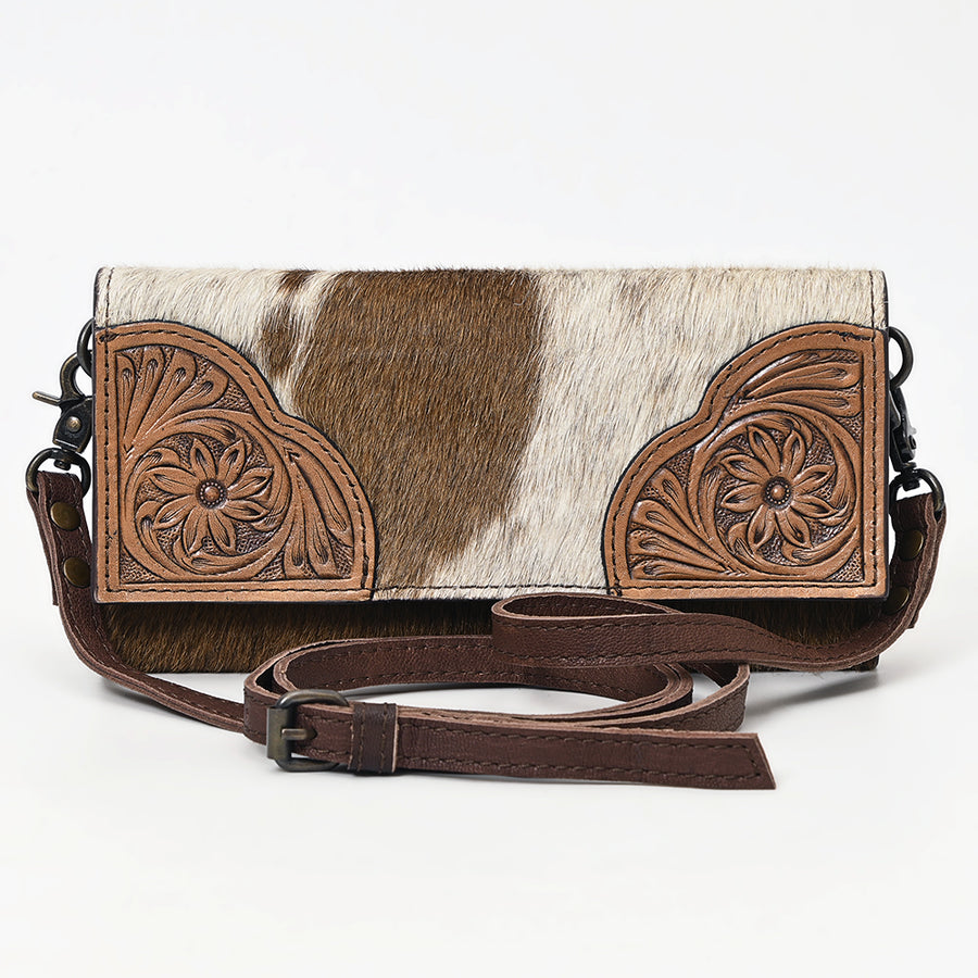 OHLAY Wallet Hand Tooled Hair-On Genuine Leather Women Bag Western Handbag Purse | Womens Handbags |Leather Belt for Summer