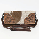 OHLAY WALLET Hand Tooled Hair-on Genuine Leather women bag western handbag purse