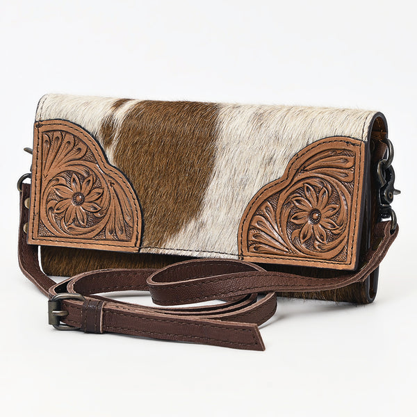 OHLAY WALLET Hand Tooled Hair-on Genuine Leather women bag western handbag purse - Uhorse
