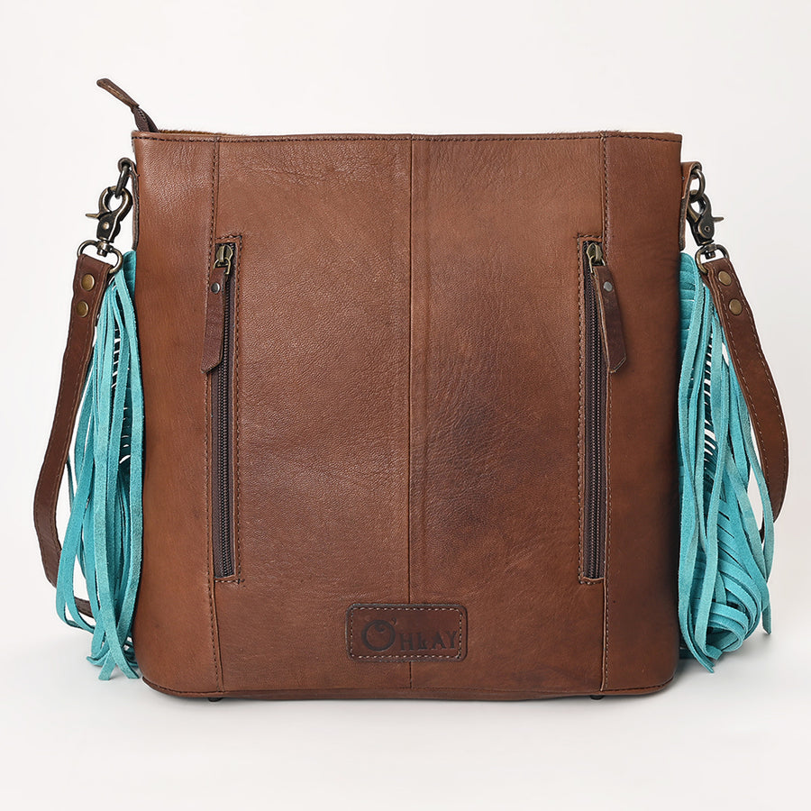OHLAY Large Crossbody Hand Tooled Embossed Hair-On Genuine Leather Women Bag Western Handbag Purse | Womens Handbags Belt for Summer