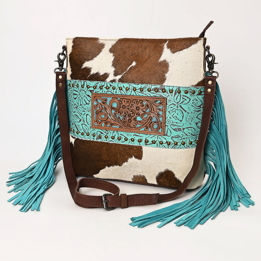 OHLAY OHG175 Large Crossbody Hand Tooled Embossed Hair-on Genuine by Hilason – Cowboy and equestrian accessories