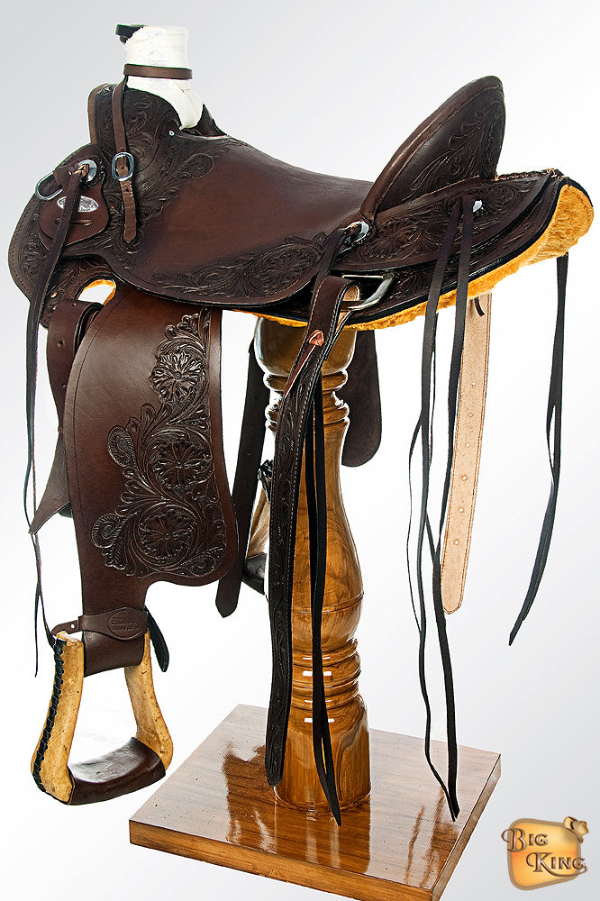 HILASON Western Horse Wade Saddle American Leather Ranch Roping Dark Brown | Hand Tooled & For Horses