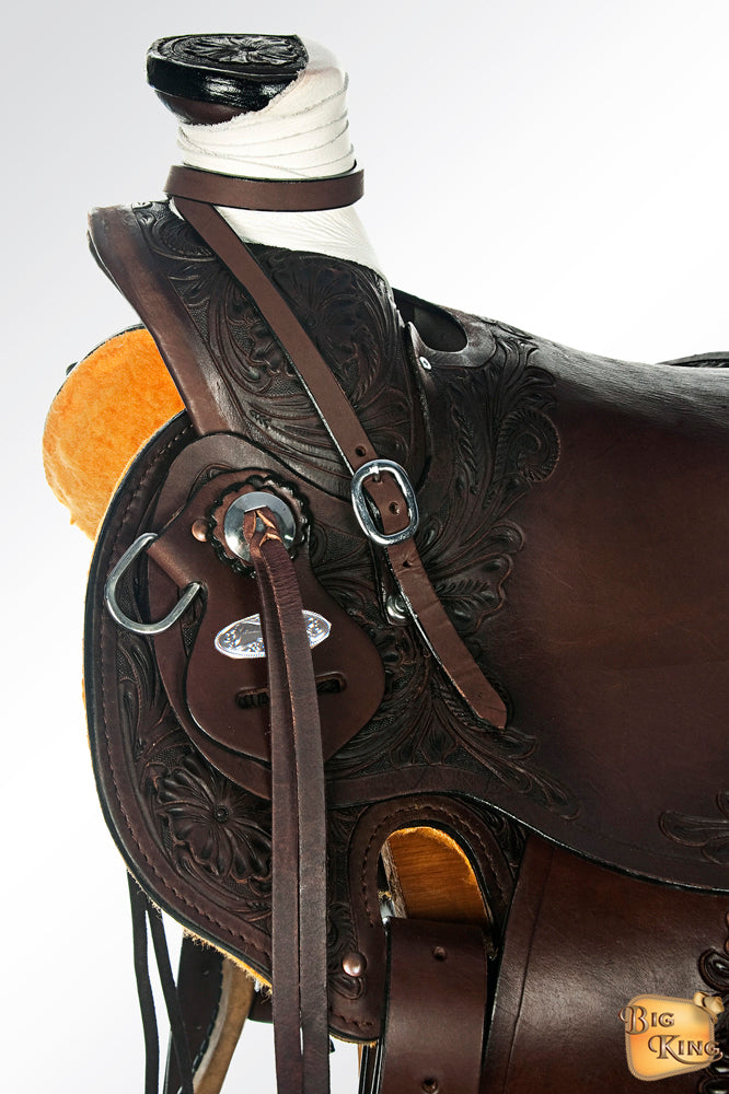 HILASON Western Horse Wade Saddle American Leather Ranch Roping Dark Brown | Hand Tooled & For Horses