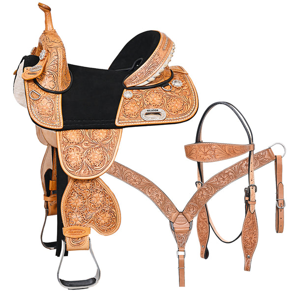 Western Horse Child Saddle Treeless American Leather Barrel - Uhorse